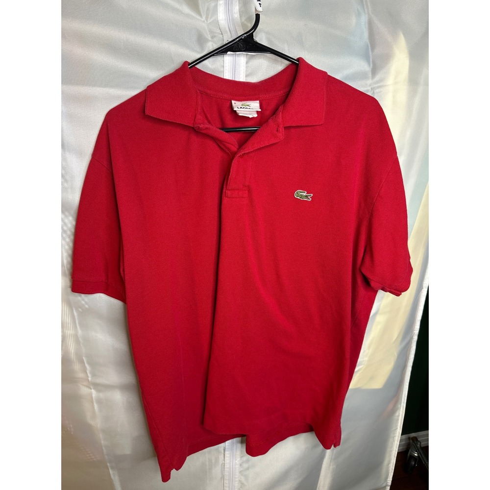 Lacoste Mens Red Cotton Pique Short Sleeve Polo Shirt Size 8 RN 87651-CA 16998